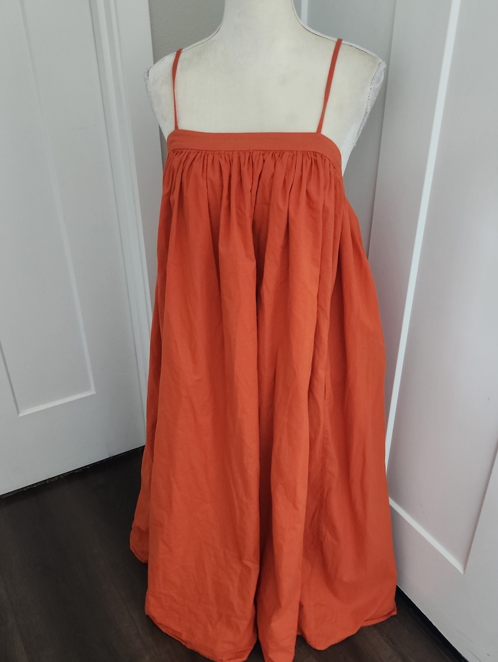 Adam Lippes Collective Swing Slip Dress Orangr Medium Pockets